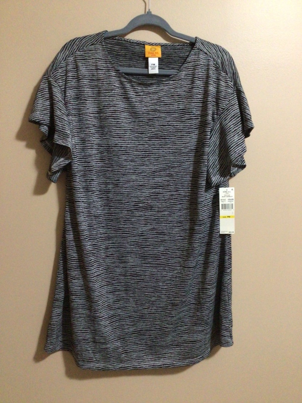 Ruby Rd Petite Medium Black/Grey/White Tunic Blouse-New with Tags